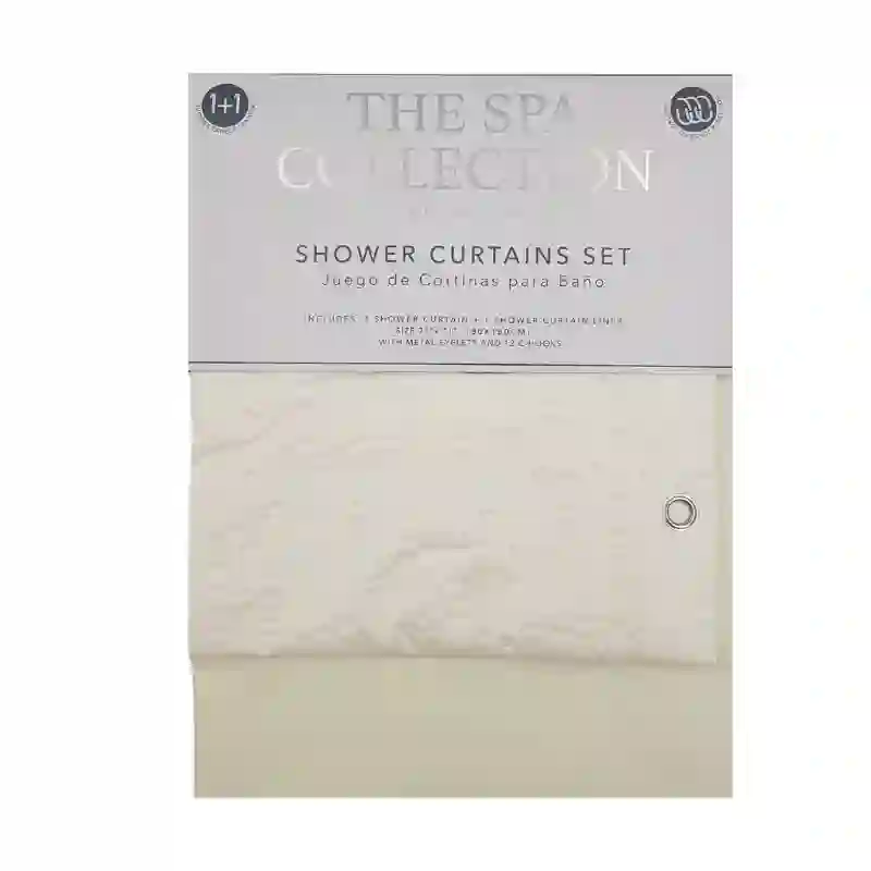 SHOWER CURTAIN SET 2PK BEIGE