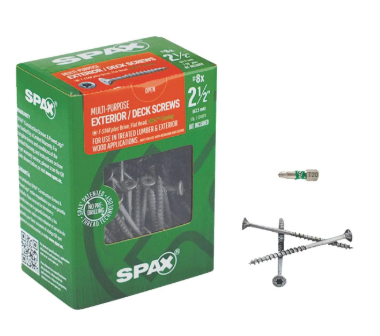  Spax Exterior Deck Screw  #8x2-1/2 Inch  1 Box 4191670400604