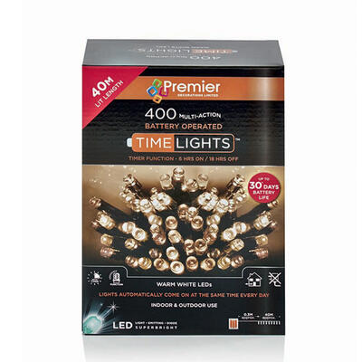 Premier Christmas Lights 400 With Timer Warm White 1 Each