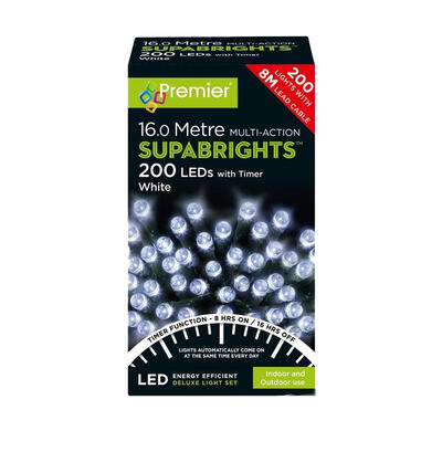  Premier  Multi Action Supabrights 200 LED 20 Metres White  1 Box  LV162170W