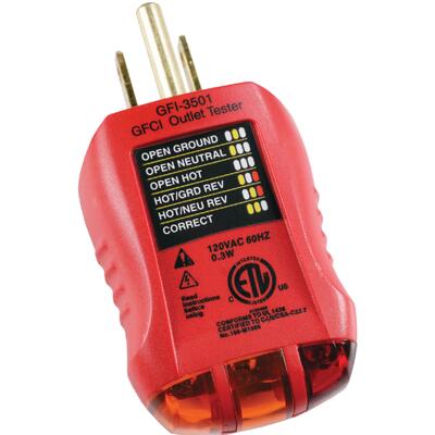 Ecm Industries Ground Fault Indicator Outlet Tester 1 Each GFI-3501