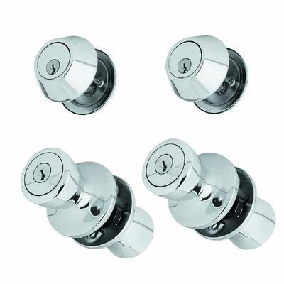 Steel Pro Deadbolt Door Knob Combo Sat Chrome 1 Each 5762/D101S