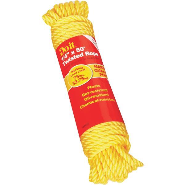  Do It Best Twisted Packaged Rope 1/4 Inchx50 Foot  Yellow 1 Each 729402: $17.82