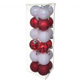 XMAS BALLS 18PCS 30MM WHT/RED