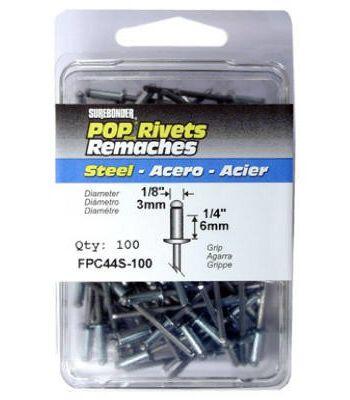  Sure Bonder Medium Rivet  1/8 Inch  Steel 100 Pack  FPC44S-100