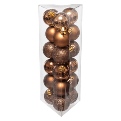 XMAS BALLS 18PCS 30MM BROWN