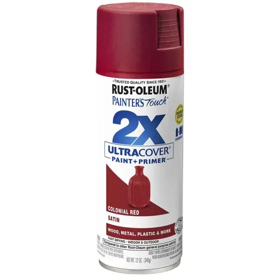 Rust-Oleum Painter's Touch Satin Spray Paint 12oz Colonial Red 1 Each 249082