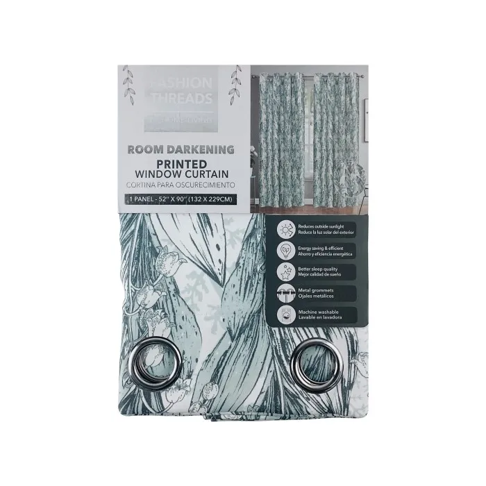 PRINTED BLACKOUT CURTAIN BLUE