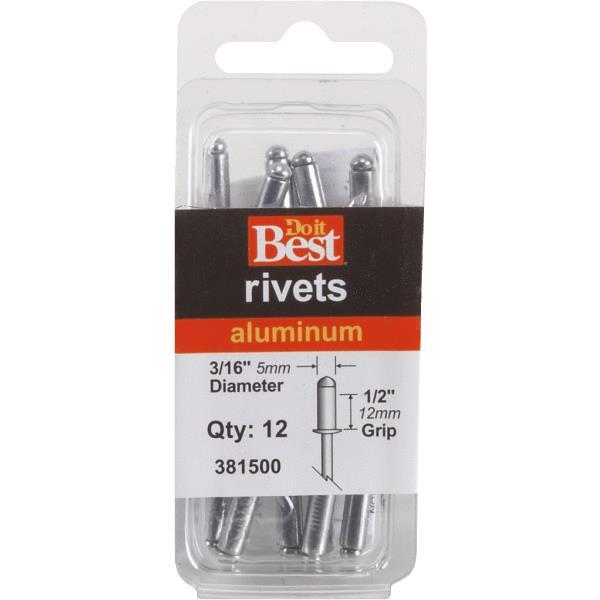 Channellock Rivet 12 Pack 3/16x1/12 Inch Aluminum 1 Each 381500 M&C