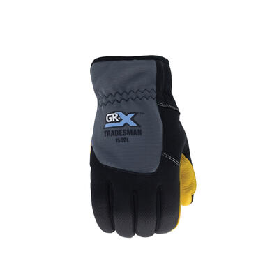 GRX Tradesman  Hybrid Deerskin Gloves Large Black And Grey  1 Each GRXTM1500L