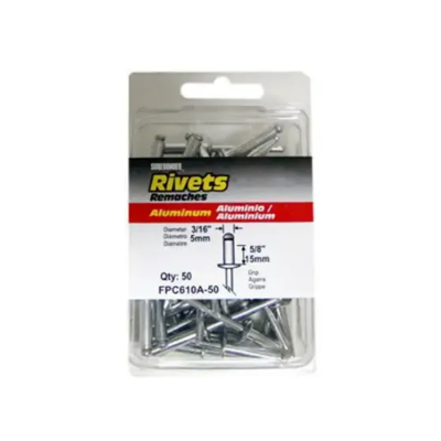  Sure Bonder Extra Long Rivet  3/16 Inch  Aluminum 50 Pack  FPC610A-50