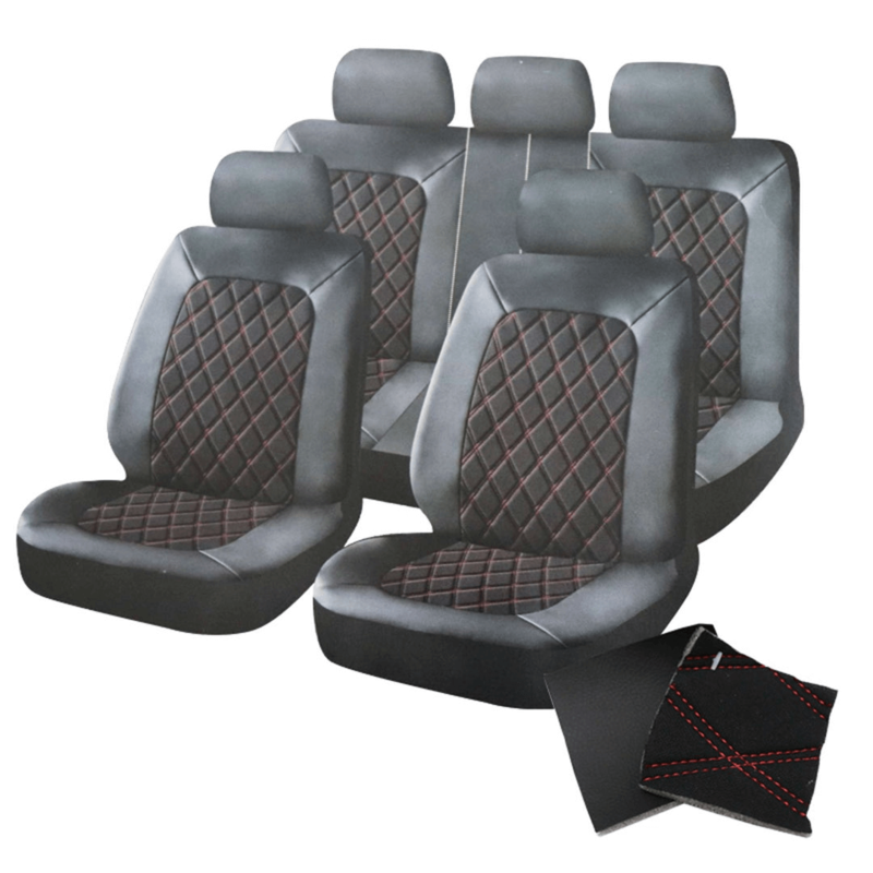SEAT COVER NAPLES BLK/RED 12PC