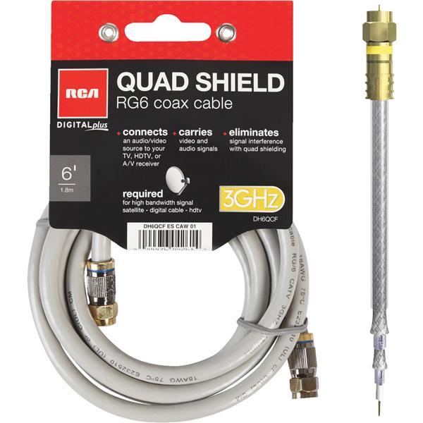  Rca Coaxial Quad Shield Cable 6 Foot  Gray 1 Each DH6QCF