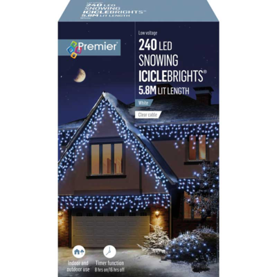 Premier Christmas Snowing Icicles Led 240 White 1 Each LV162182W