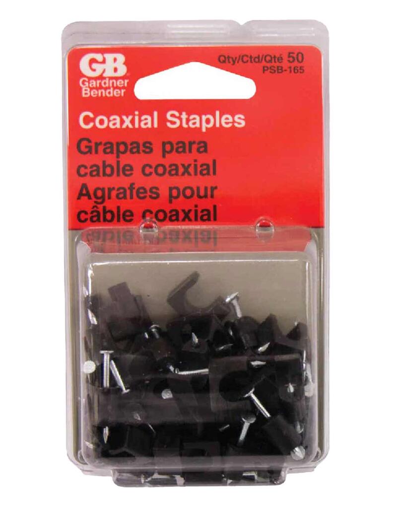 Ecm Industries Coaxial Cable Staple  1/4 Inch Black 50 Pack PSB-165