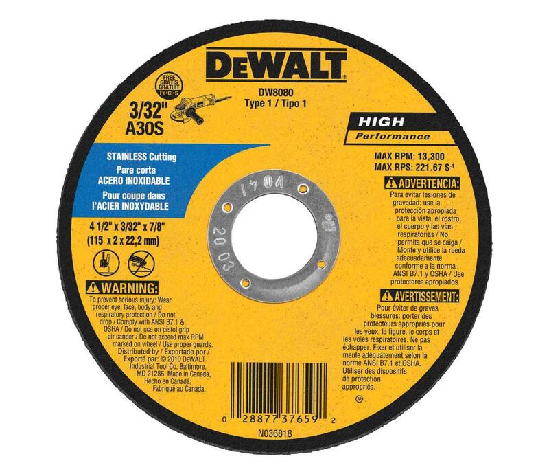  DeWalt  Cut Off Wheel  4-1/2x1/8x7/8 Inch  1 Each DW8080
