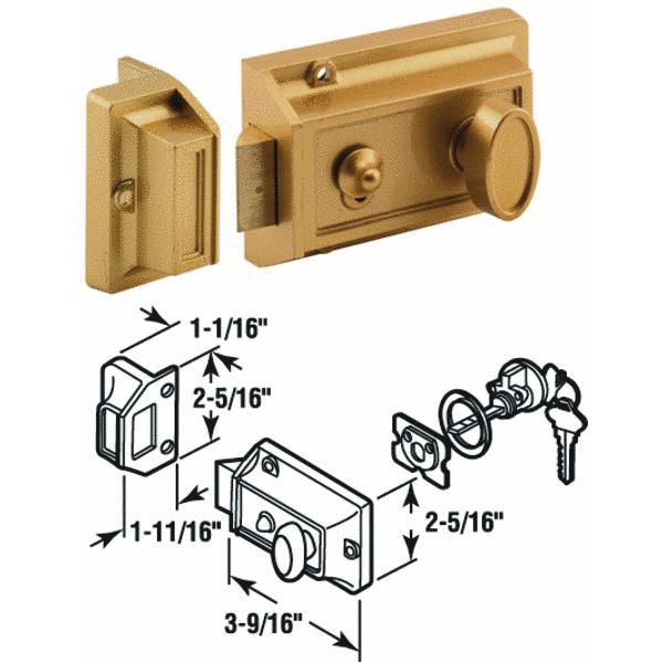  Defender 3-Way Night Latch With Locking Cylinder  Brass 1 Each U 9967