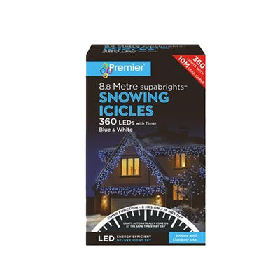 Premier Christmas Snowing Icicles Led 360 Blue And White 1 Each