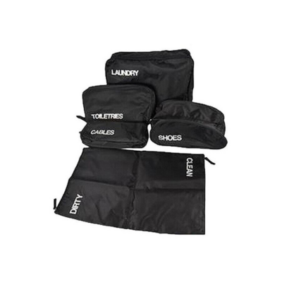 TRAVEL ORGANIZER BAGS 5PC BLK