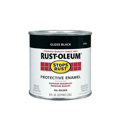 Rust-Oleum Stops Rust Gloss Enamel Paint Black 1 Pint 7779730