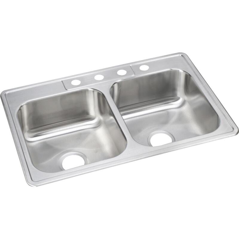 Elkay Kitchen Sink Double Bowl 33x22 Inch Stainless Steel 1 Each