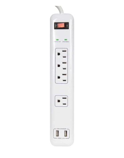 Prime Wire & Cable Surge Strip 4 Outlet W/Usb white 1 Each PB505104