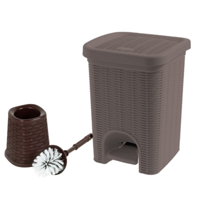 PEDAL BIN W/TOILET BRUSH BROWN