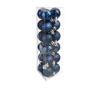 XMAS BALLS 18PCS 30MM BLUE