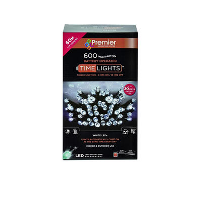Premier Christmas Lights With Timer White 1 Each LB131956W