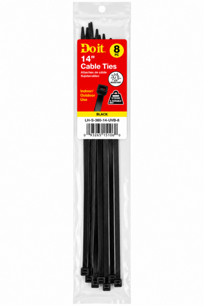  Do It Best  Cable Ties 8Pc 14 Inch  Black  1 Pack LH-S-360-14-UVB-8