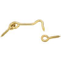  National  Hook And Eye Bolt  2 Inch  Brass 2 Pack N118-117