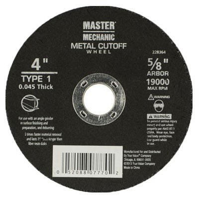 Master Mechanic Cutting Wheel Metal 4X0.45mmx5/8 1 Each