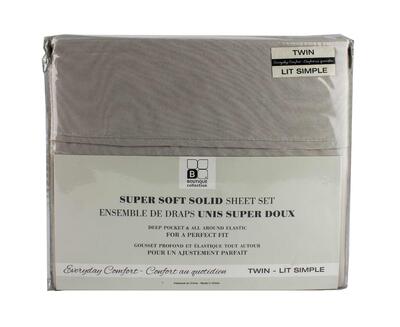 Safdie & Co Bed Sheet 3 Piece Twin Taupe 1 Set 38344.3T.04