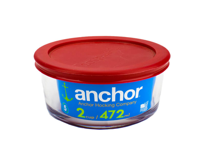 Anchor 91547L7 2 cup Round Kitchen Storage Container w/ Red