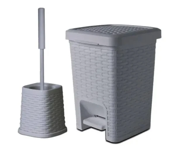 PEDAL BIN W/TOILET BRUSH GREY