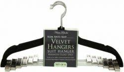 VALVET HANGER 6PC SET BLK