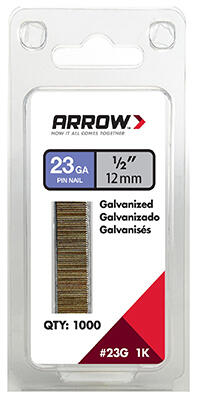 Arrow Galvanize Pin Nail 23 Gauge  1/2 Inch  1000 Pack  23G12-1K