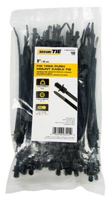 Ecm Industries Cable Ties Push Mount 8 Inch Black 100 Pack CTPM8-50100UVB