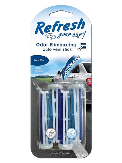  Refresh Air Freshener Vent Stick 4 Pack  New Car And Cool Breeze 1 Each 09578Z