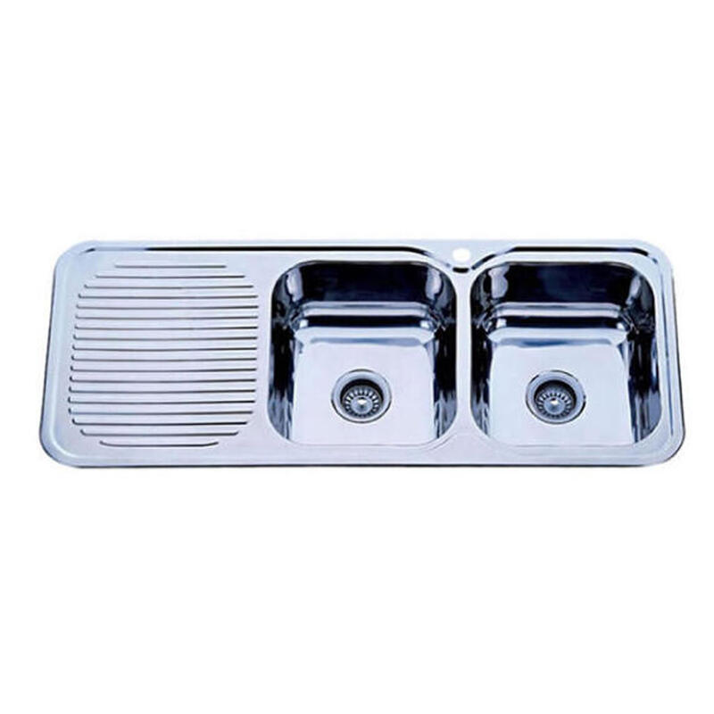  Kitchen Sink Double Right Bowl And Left Drainer 1 Each DB12050BR