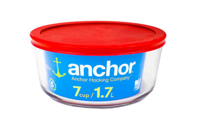 Anchor Glass Storage Bowl With Lid 7 Cup Red 1 Each 915496L11: $39.50