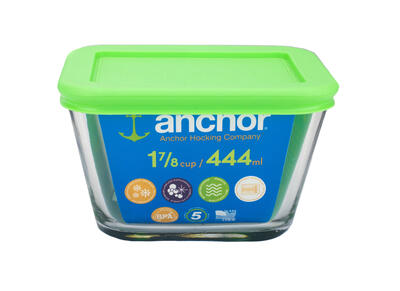 Anchor Glass Rec Food Storage Container With Lid 1-7/8 Cup Lime 1 Each 91998