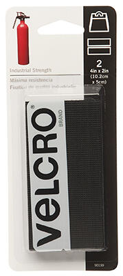 Velcro Hook and Loop Fastener 4 x 2 Inch Black 2 Pack 90199