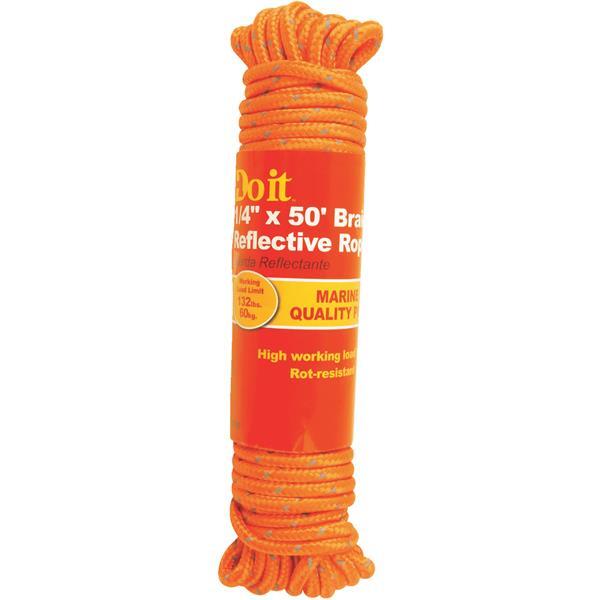 Do It Best Reflective Packaged Rope 1/4 Inchx50 Foot Orange 1 Each 703155