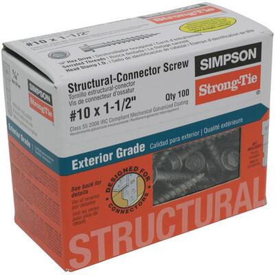  Simpson Strong Structural Connector Screw 10x1-1/2 Inch  1 Box  SD10112R100