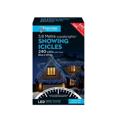 Premier Christmas Snowing Icicles Led 240 Blue And White 1 Each