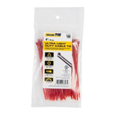 Ecm Industries Cable Ties Standard Duty 4 Inch Red 100 Pack CT4-18100R