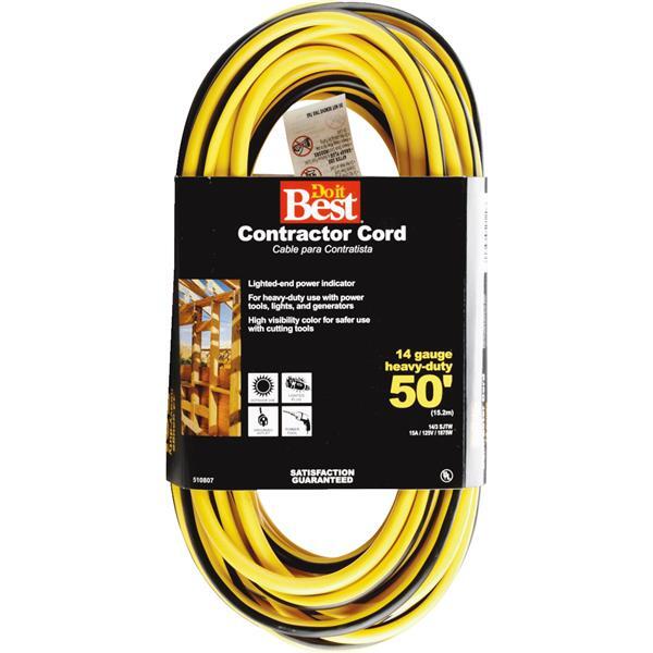 DIB Extension Cord 14/3 HD Contractor 50 Foot Yellw/Blck 1 Each OUJTW14350