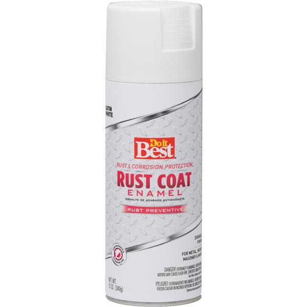 Rust Coat Satin Enml Anti-Rust Spray Paint 12oz White 1 Each 203539D
