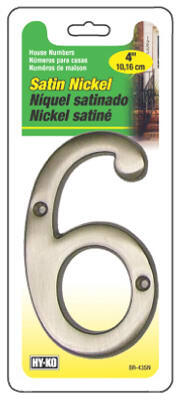  Hy-Ko Prestige Series House Number 6  4 Inch Satin Nickel 1 Each BR-43SN/6